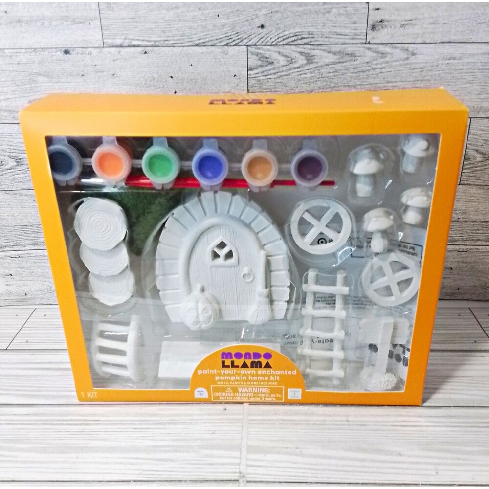 Mondo Llama Paint-Your-Own Enchanted Pumpkin Fairy House Kit w/ Paint Pots